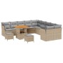 Conjunto de sofás de jardín 13 pcs Beige ratán sintético en Sofás de exterior | Comprar online en Foru.es
