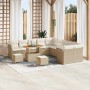 Conjunto de sofá de jardín 13 pcs Beige ratán sintético en Sofás de exterior | Comprar online en Foru.es