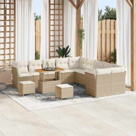 Conjunto de sofá de jardín 13 pcs Beige ratán sintético en Sofás de exterior | Comprar online en Foru.es