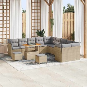Conjunto de sofá de jardín 13 pcs Beige ratán sintético en Sofás de exterior | Comprar online en Foru.es