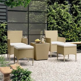 Set comedor jardín 5 pzas ratán sintético vidrio templado beige en Conjuntos de jardín | Comprar online en Foru.es