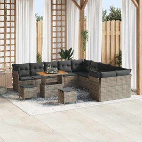 Conjunto de sofá de jardín 13 pcs Gris ratán sintético en Sofás de exterior | Comprar online en Foru.es
