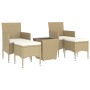 Set comedor jardín 5 pzas ratán sintético vidrio templado beige en Conjuntos de jardín | Comprar online en Foru.es