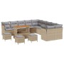 Conjunto de sofá de jardín 14 pcs Beige ratán sintético en Sofás de exterior | Comprar online en Foru.es