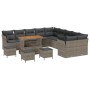 Conjunto de sofá de jardín 14 pcs Gris ratán sintético en Sofás de exterior | Comprar online en Foru.es