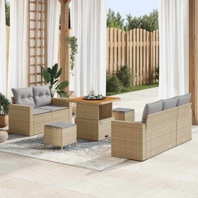 Conjunto de sofá de jardín 8 pcs Beige ratán sintético en Sofás de exterior | Comprar online en Foru.es