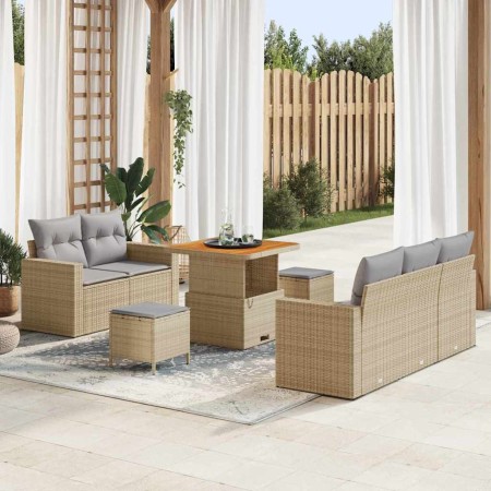 Conjunto de sofá de jardín 8 pcs Beige ratán sintético en Sofás de exterior | Comprar online en Foru.es