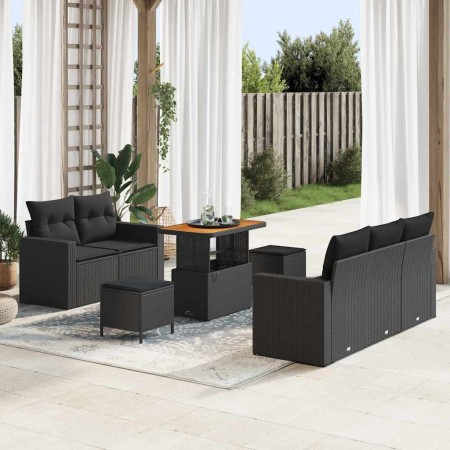 Conjunto de sofá de jardín 8 pcs Negro ratán sintético en Sofás de exterior | Comprar online en Foru.es