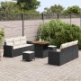 Conjunto de sofá de jardín 9 pcs Negro ratán sintético en Sofás de exterior | Comprar online en Foru.es