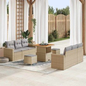 Conjunto de sofá de jardín 9 pcs Beige ratán sintético en Sofás de exterior | Comprar online en Foru.es
