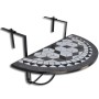 Mesa de balcón colgante mosaico negro y blanco de vidaXL, Mesas de jardín - Ref: Foro24-41125, Precio: 80,78 €, Descuento: %
