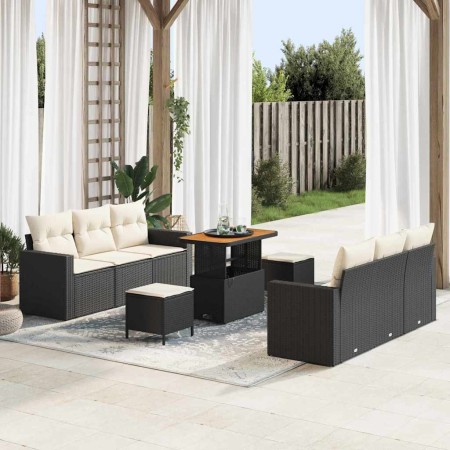 Conjunto de sofá de jardín 9 pcs Negro ratán sintético en Sofás de exterior | Comprar online en Foru.es