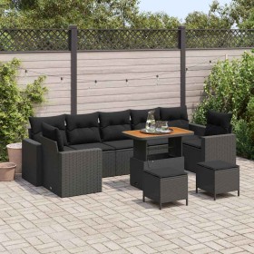 Conjunto de sofá de jardín 10 pcs Negro ratán sintético en Sofás de exterior | Comprar online en Foru.es