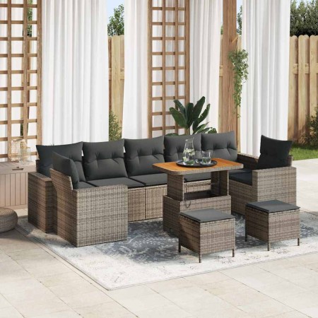 Conjunto de sofá de jardín 10 pcs Gris ratán sintético en Sofás de exterior | Comprar online en Foru.es