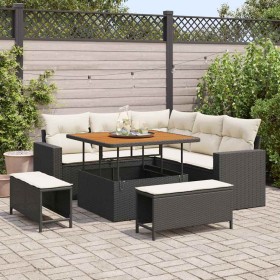 Conjunto de sofás de jardín 8 pcs Negro ratán sintético en Sofás de exterior | Comprar online en Foru.es