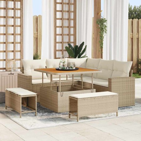 Conjunto de sofás de jardín 8 pcs Beige ratán sintético en Sofás de exterior | Comprar online en Foru.es