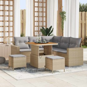Conjunto de sofás de jardín 8 pcs Beige ratán sintético en Sofás de exterior | Comprar online en Foru.es
