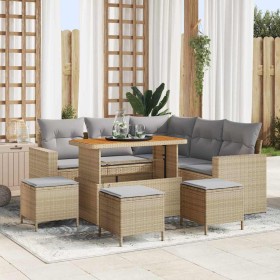 Conjunto de sofá de jardín 9 pcs Beige ratán sintético en Sofás de exterior | Comprar online en Foru.es