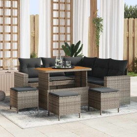 Conjunto de sofá de jardín 9 pcs Gris ratán sintético en Sofás de exterior | Comprar online en Foru.es
