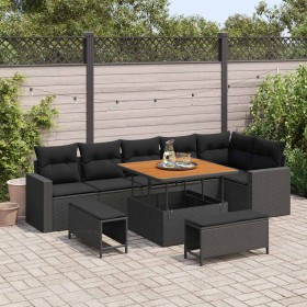 Conjunto de sofás de jardín 9 pcs Negro ratán sintético en Sofás de exterior | Comprar online en Foru.es