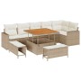 Conjunto de sofás de jardín 9 pcs Beige ratán sintético en Sofás de exterior | Comprar online en Foru.es