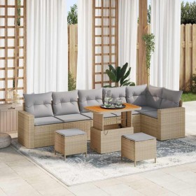 Conjunto de sofás de jardín 9 pcs Beige ratán sintético en Sofás de exterior | Comprar online en Foru.es