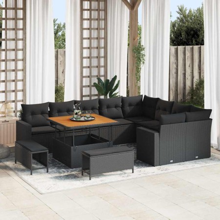 Conjunto de sofá de jardín 12 pcs Negro ratán sintético en Sofás de exterior | Comprar online en Foru.es