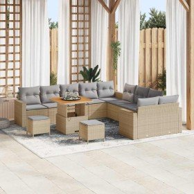 Conjunto de sofás de jardín 13 pcs Beige ratán sintético en Sofás de exterior | Comprar online en Foru.es