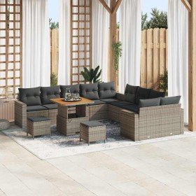 Conjunto de sofás de jardín 13 pcs Gris ratán sintético en Sofás de exterior | Comprar online en Foru.es