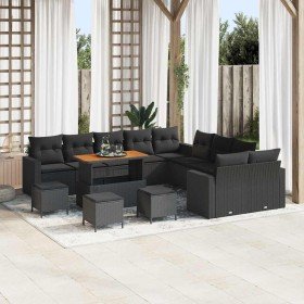 Conjunto de sofás de jardín 14 pcs Negro ratán sintético en Sofás de exterior | Comprar online en Foru.es