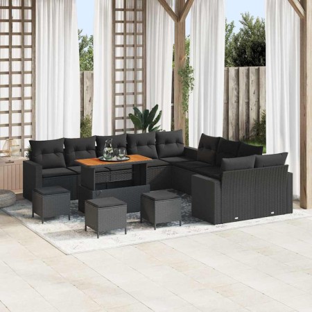 Conjunto de sofás de jardín 14 pcs Negro ratán sintético en Sofás de exterior | Comprar online en Foru.es