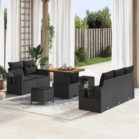 Conjunto de sofá de jardín 8 pcs Negro ratán sintético en Sofás de exterior | Comprar online en Foru.es