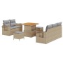 Conjunto de sofá de jardín 8 pcs Beige ratán sintético en Sofás de exterior | Comprar online en Foru.es
