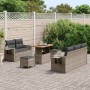 Conjunto de sofá de jardín con cojín 8 pcs Gris ratán sintético en Sofás de exterior | Comprar online en Foru.es