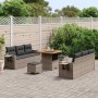 Conjunto de sofá de jardín con cojín 9 pcs Gris ratán sintético en Sofás de exterior | Comprar online en Foru.es
