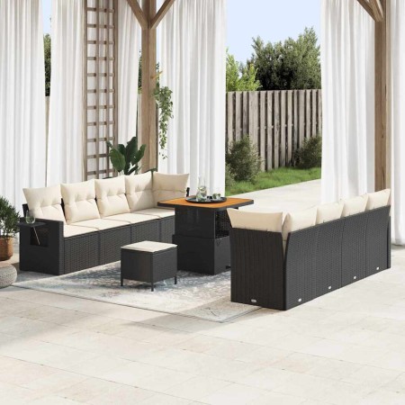 Conjunto de sofá de jardín 11 pcs Negro Poliratán en Sofás de exterior | Comprar online en Foru.es