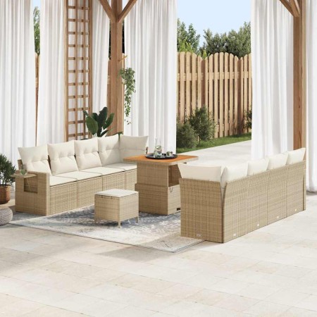 Conjunto de sofá de jardín 11 pcs Beige Poliratán en Sofás de exterior | Comprar online en Foru.es