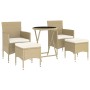 Set comedor jardín 5 pzas ratán sintético vidrio templado beige en Conjuntos de jardín | Comprar online en Foru.es