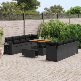 Conjunto de sofá de jardín con cojín 11 pcs Negro Poliratán en Sofás de exterior | Comprar online en Foru.es