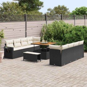 Conjunto de sofá de jardín 11 pcs Negro Poliratán en Sofás de exterior | Comprar online en Foru.es