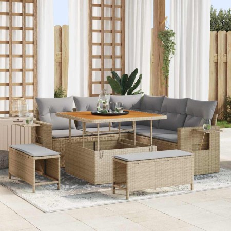 Conjunto de sofá de jardín 8 pcs Beige ratán sintético en Sofás de exterior | Comprar online en Foru.es