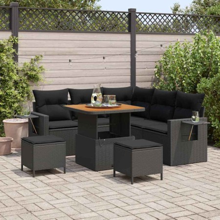 Conjunto de sofá de jardín 8 pcs Negro ratán sintético en Sofás de exterior | Comprar online en Foru.es