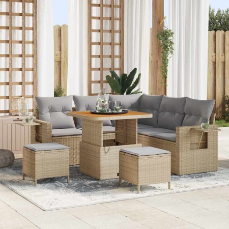 Conjunto de sofá de jardín 8 pcs Beige ratán sintético en Sofás de exterior | Comprar online en Foru.es