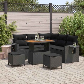 Conjunto de sofá de jardín 8 pcs Negro ratán sintético en Sofás de exterior | Comprar online en Foru.es
