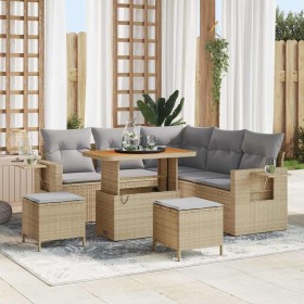 Conjunto de sofá de jardín 8 pcs Beige ratán sintético en Sofás de exterior | Comprar online en Foru.es