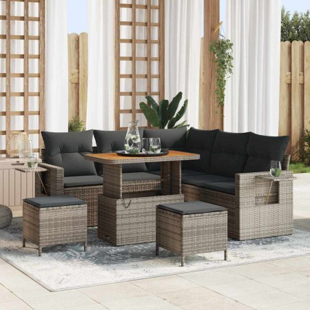 Conjunto de sofá de jardín 8 pcs Gris ratán sintético en Sofás de exterior | Comprar online en Foru.es