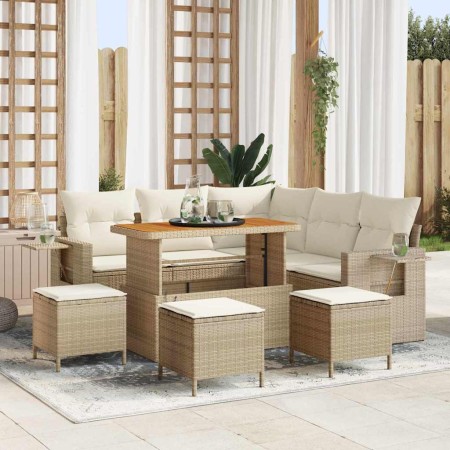 Conjunto de sofá de jardín 9 pcs Beige ratán sintético en Sofás de exterior | Comprar online en Foru.es