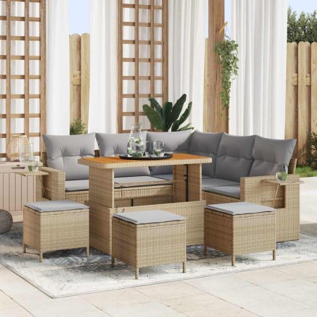 Conjunto de sofá de jardín 9 pcs Beige ratán sintético en Sofás de exterior | Comprar online en Foru.es