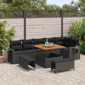Conjunto de sofá de jardín 9 pcs Negro ratán sintético en Sofás de exterior | Comprar online en Foru.es