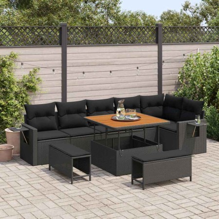Conjunto de sofá de jardín 9 pcs Negro ratán sintético en Sofás de exterior | Comprar online en Foru.es